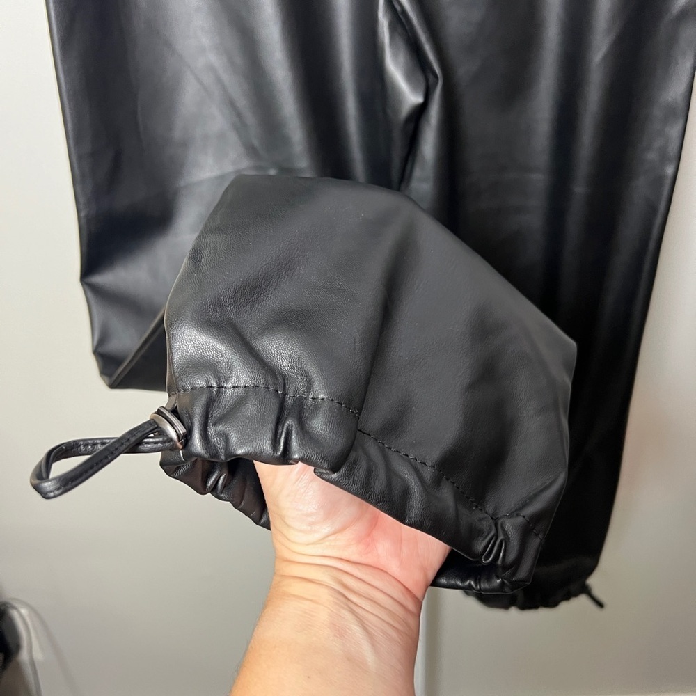 ZARA High Rise Faux Leather Fleece Lined Pull On Pants - Picture 6 of 9